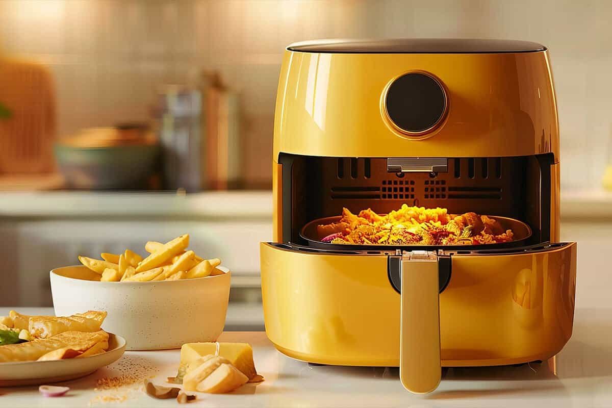 view modern air fryer with food 11